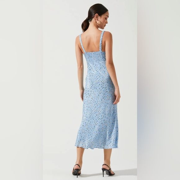 ASTR The Label Halle Bustier Slip Midi Dress Light Blue Floral coquette girly XS - Picture 4 of 16